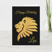 Happy Birthday Gold Leo Zodiac Horoscope Black Karte (Vorderseite)