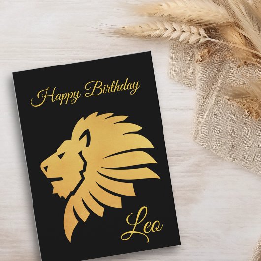 Happy Birthday Gold Leo Zodiac Horoscope Black Karte