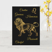 Happy Birthday Gold Leo Zodiac Horoscope Sign Karte (Gelbe Blume)