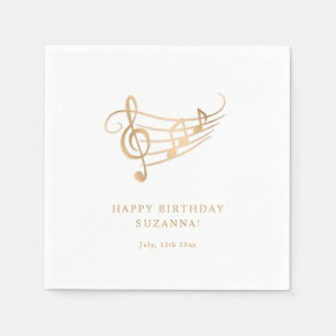Happy Birthday Gold Musiknotens Elegant Serviette