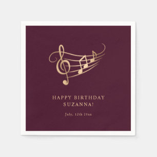 Happy Birthday Gold Musiknotens Elegant Serviette