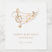 Happy Birthday Gold Musiknotens Elegant Weinetikett (Einzelnes Label)