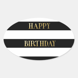 Happy Birthday Gold Ovaler Aufkleber