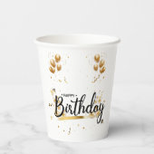 Happy Birthday Gold Paper Cups Pappbecher (Rückseite)