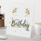 Happy Birthday Gold Pedestal Sign Sockelschild (In Situ)