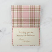 Happy Birthday Gold Pink Karierte Abstrakte Wasser Karte (Innenseite)