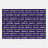 Happy Birthday Gold Script Dark Blue White Name Geschenkpapier Set (Vorderseite 3)