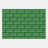 Happy Birthday Gold Script Forest Green White Name Geschenkpapier Set (Vorderseite 2)