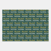 Happy Birthday Gold Script Name Deep Green Geschenkpapier Set (Vorderseite 3)