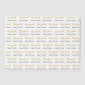 Happy Birthday Gold Script Name Schwarz und Weiß Pergament Einladungen (Vorderseite)