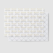 Happy Birthday Gold Script Name Schwarz und Weiß Pergament Einladungen (Versetzt (Einladung))