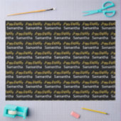 Happy Birthday Gold Script Schwarz und Weiß Name Seidenpapier (Basteln)