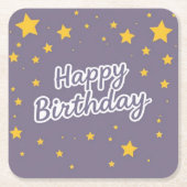 Happy Birthday Gold Stars on Blue Rechteckiger Pappuntersetzer (Vorderseite)