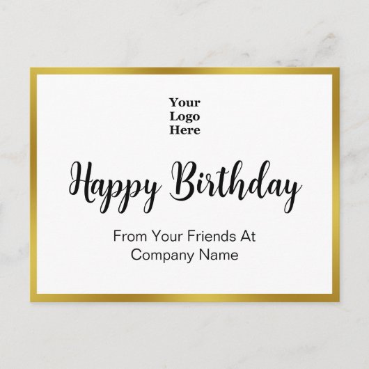 Happy Birthday Gold und White Elegante Business Postkarte (Vorderseite)