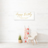 Happy Birthday Gold und White Modern Script Banner (Insitu)