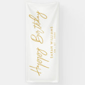 Happy Birthday Gold und White Modern Script Banner (Vertikal)