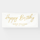 Happy Birthday Gold und White Modern Script Banner (Horizontal)