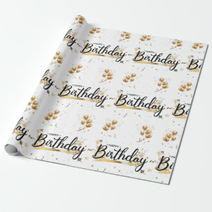 Happy Birthday Gold Wrapping Paper Geschenkpapier