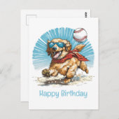 Happy Birthday Golden Retriever Baseball spielen Postkarte (Vorne/Hinten)