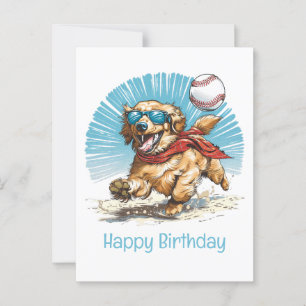 Happy Birthday Golden Retriever Baseball spielen Postkarte