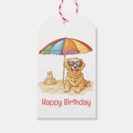 Happy Birthday Golden Retriever Beach Hund Geschenkanhänger