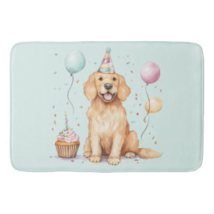 Happy Birthday Golden Retriever Dog Badematte