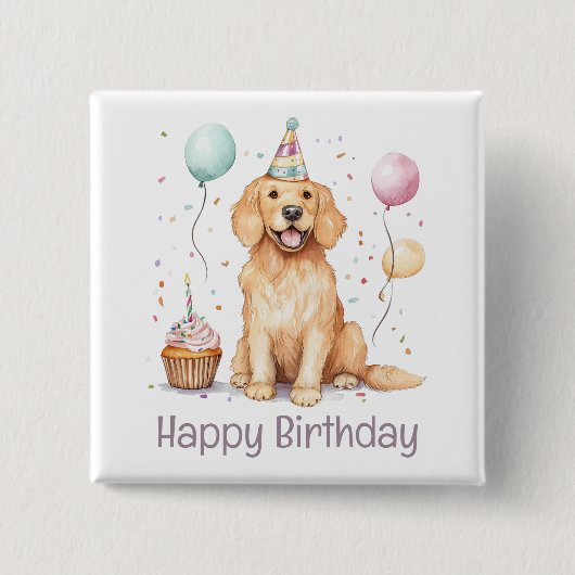 Happy Birthday Golden Retriever Dog Button (Vorderseite)