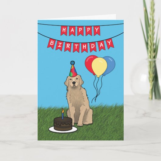 Happy Birthday Golden Retriever Dog Card Karte (Vorderseite)