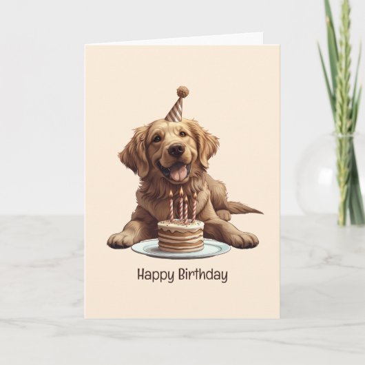 Happy Birthday Golden Retriever Dog Karte (Vorderseite)