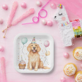 Happy Birthday Golden Retriever Dog Pappteller (Party)