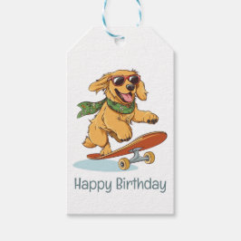 Happy Birthday Golden Retriever Dog Skateboarding Geschenkanhänger