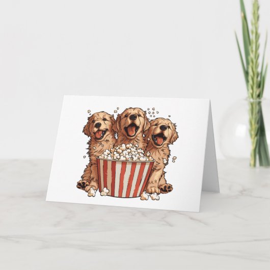 Happy Birthday Golden Retriever Dogs Movie Popcorn Karte (Vorderseite)