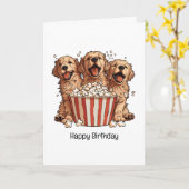 Happy Birthday Golden Retriever Dogs Movie Popcorn Karte (Gelbe Blume)