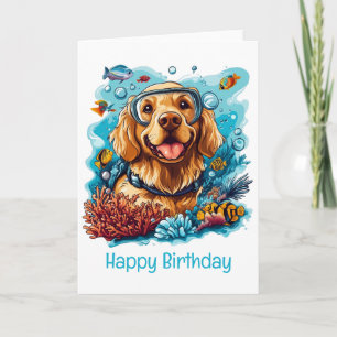 Happy Birthday Golden Retriever Hund Schnorcheln Karte