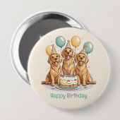 Happy Birthday Golden Retriever Hunde Button (Vorne & Hinten)