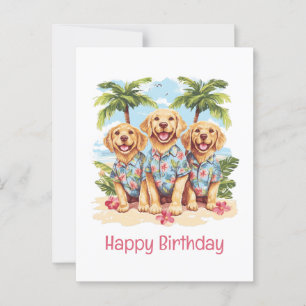 Happy Birthday Golden Retriever Hunde Hawaiian Postkarte