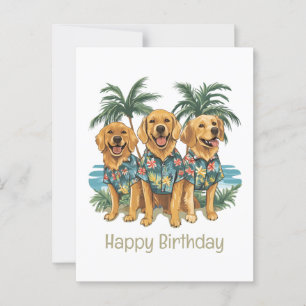 Happy Birthday Golden Retriever Hunde Hawaiian Postkarte