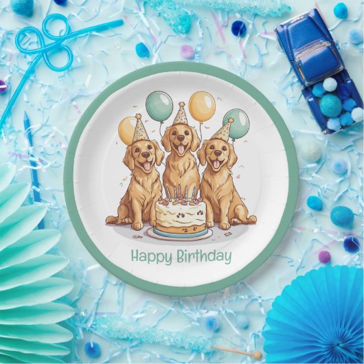 Happy Birthday Golden Retriever Hunde Pappteller (Party)