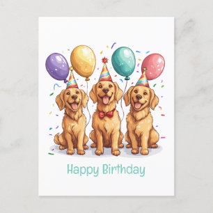 Happy Birthday Golden Retriever Hunde Postkarte