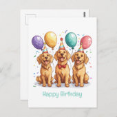 Happy Birthday Golden Retriever Hunde Postkarte (Vorne/Hinten)