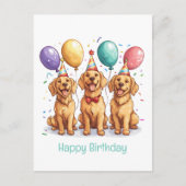 Happy Birthday Golden Retriever Hunde Postkarte (Vorderseite)