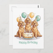 Happy Birthday Golden Retriever Hunde Postkarte (Vorne/Hinten)