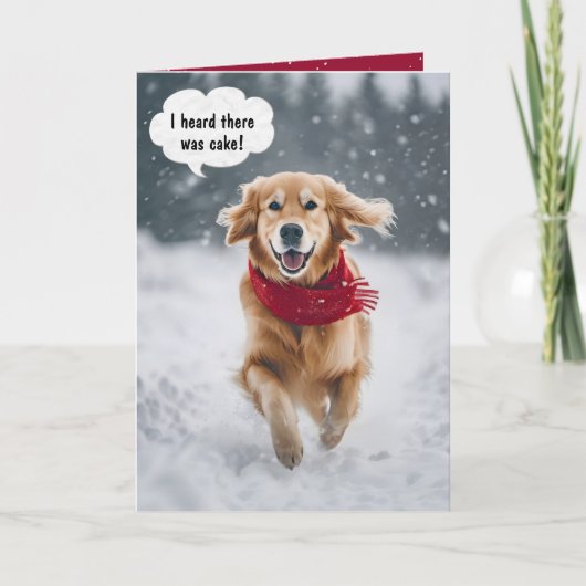 Happy Birthday Golden Retriever in Snow Karte (Vorderseite)