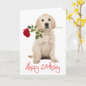 Happy Birthday Golden Retriever Puppy Dog Card Karte (Gelbe Blume)
