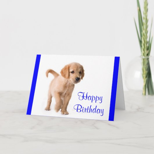 Happy Birthday Golden Retriever Puppy Dog Card Karte (Vorderseite)