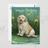 Happy Birthday Golden Retriever Puppy Postcard Postkarte (Vorne/Hinten)