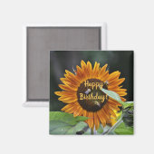 Happy Birthday Golden Sunflower Magnet (Vorderseite/Rückseite)