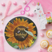 Happy Birthday Golden Sunflower Pappteller (Party)