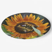 Happy Birthday Golden Sunflower Pappteller (Schrägansicht)