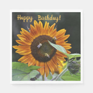 Happy Birthday Golden Sunflower Serviette